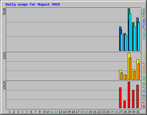 Daily usage for August 2018